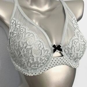 Victoria's Secret Body By Victoria Blue Dot Lace Unlined Demi Bra 38DD